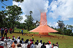 Warka Water also creates a social place for the community, Copyright: Arturo Vittori / Architecture and Vision